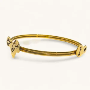 Whimsy Faces Gold Bangle | Gold Plated. Laser.