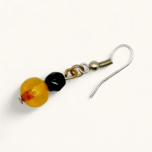 Amber Glow Beaded Earring | Agate Stone. Onyx.