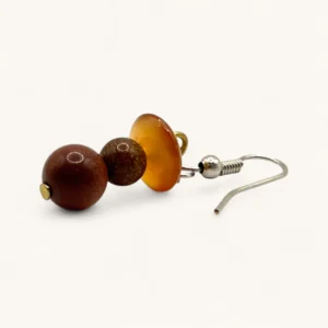 Brown Bead Earring | Agate Stone.