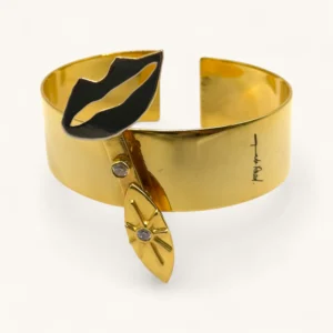 Golden Lips Statement Cuff | Gold Plated. Signed. Zircon.