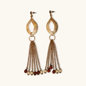 Gold Tassel Beaded Earrings