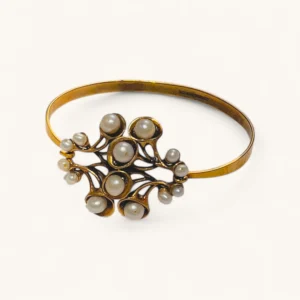 Pearl Blossom Gold Bangle | Gold Plated. Pearl.