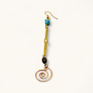 Spiral Charm Drop Earrings | Gold Plated. Turquoise. Zircon.