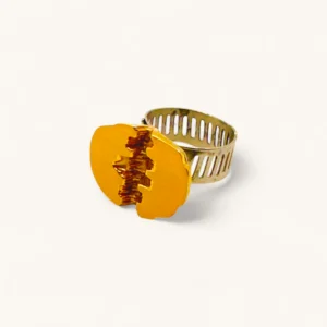 Abstract Geometric Gold Ring with Broken Pattern Design