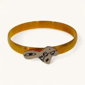 Abstract Eye & Face Gold Bangle | Gold Plated. Silver. Laser.