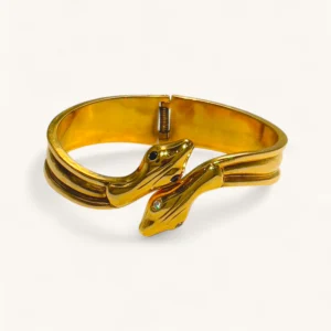 Twin Snake Gold Bracelet | Gold Plated. Zircon. Sapphire.