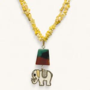 The Elephant's Journey | Agate Stone. Gold Plated.