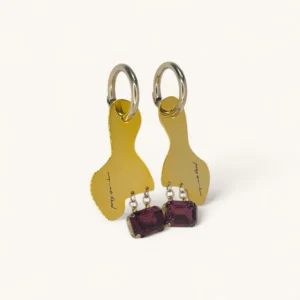 Gold Statement Earrings with Purple Gemstones | Signed. Gold Plated. Zircon.