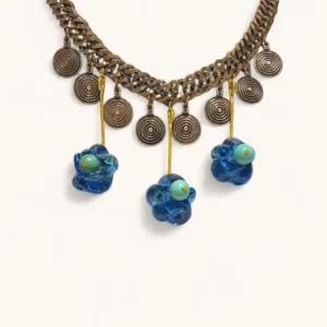 Coin Charm & Floral Necklace | Recycled. Assembled. Ruby. Turquoise.