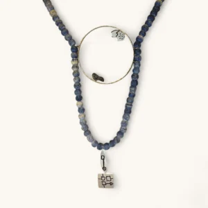 Blue Beaded Minimalist Necklace | Silver. Laser.
