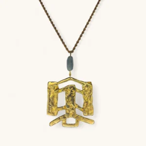 Gilded Mask Statement Necklace | Signed. Gold Plated. Sculpture.