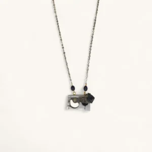 Industrial Silver & Stone Pendant Necklace | Sculpture.