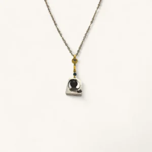 Onyx Cube Drop Necklace | Gold Plated. Sculpture. Zircon. Sapphire.