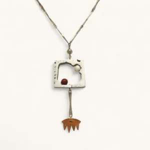 Square Totem Drop Necklace | Sculpture. Pearl. Sapphire.