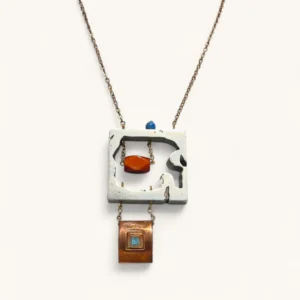 Mixed Metal Square Totem Necklace | Sculpture.