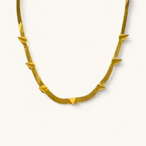 Gold Spike Herringbone Necklace | Gold Plated.
