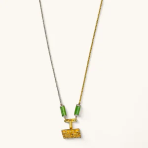 Green Enamel Dual-Tone Pendant Necklace | Recycled. Assembled.