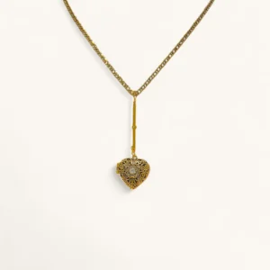 Orbital Geometry Pendant Necklace | Gold Plated Heart. Zircon.