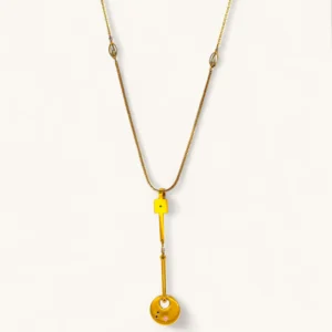 Double Hoop Link Pendant Necklace | Gold Plated. Zircon.