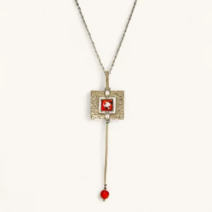 Garnet Ladder Geometry Necklace | Agate Stone. Assembled.