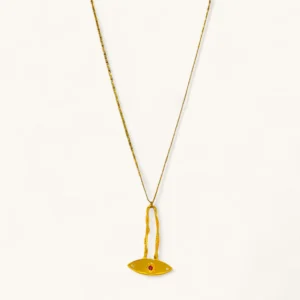 Golden Eye Talisman Necklace | Gold Plated. Ruby. Zircon.