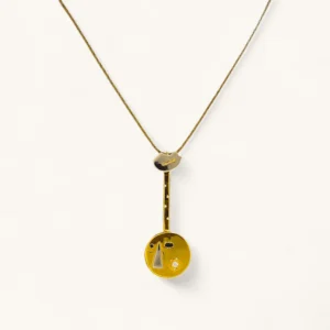 Golden Face Disc Pendant Necklace | Gold Plated. Zircon. Sapphire. Emerald.