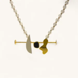 Geometric Bar Charm Necklace | Gold Plated. Silver Plated. Pearl. Onyx.