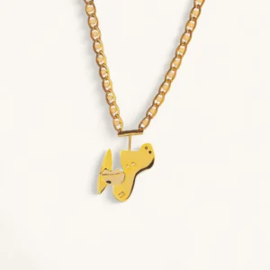 Gold Abstract Creature Pendant Necklace | Gold Plated. Sapphire. Zircon.