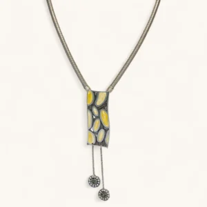 Yellow Enamel Mosaic Bar Necklace | Recycled.