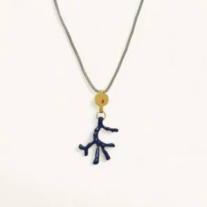Navy Coral Branch Pendant Necklace | Emallie. Gold Plated.