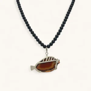 Agate Fish Pendant Necklace | Silver.