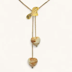 Double Heart Lariat Necklace | Gold Plated. Zircon. Laser.