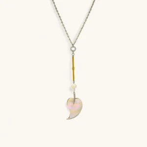 Mother‑of‑Pearl Heart Drop Necklace | Zircon. Pearl. Assembled.
