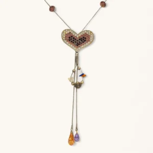 Jeweled Heart Tassel Lariat Necklace | Assembled.
