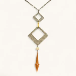 Geometric Diamond & Pearl Spike Necklace | Gold Plated. Zircon. Pearl.