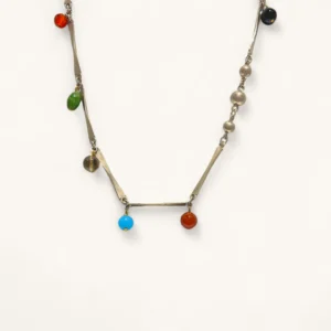 Color Charm Link Necklace | Agate Stone.