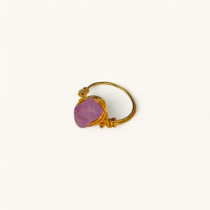 Gold Wire Ring with Purple Stone