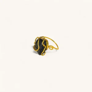Gold Wire Ring with Black Stone