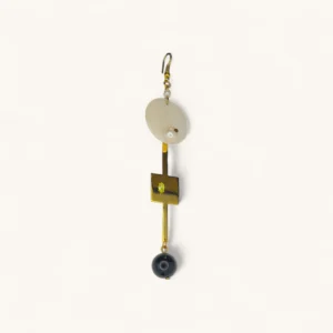 Geometric Drop Earring with Beads | Gold Plated. Onyx. Zircon.